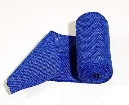 AAYU Brand Premium Blue Burlap Ribbon roll 5 Inch x 5-Yards | Natural Floral Arrangements, Patriotic and Gift Decor (Blue) Jutemill 
