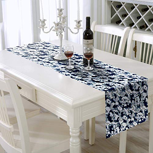 AAYU Brand Printed Table Runner 16&quot; W 72&quot; L |Thick 250 GSM (16 Inch X 72 Inch) |Table Runner for Baby Birthdays, Home Decor &amp; Wedding (Black and White) Jutemill 