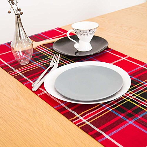 AAYU Buffalo Plaid Table Runners 108 inch, Table Toppers 14 x 108inches | Red and Black Plaid Runner for Family Dinner or Gatherings, Indoor/Outdoor Use, Daily Use| Yarn Dyed High GSM Fabric Jutemill 