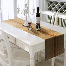 Load image into Gallery viewer, AAYU Burlap Jute Table Runner Modern Black Stripped Runners for Dinning Kitchen Table Ideal for Daily Use Eco Friendly 6ft Long Table Runner Jutemill 
