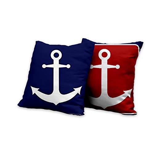 AAYU Decorative Sailing Anchor Pillow Covers (Insert Not Included) | 20 x 20 Inch | 2 PCS Set | Double Sided HD Printing |Great for Sofa or Bed (Color shed May Vary) Jutemill