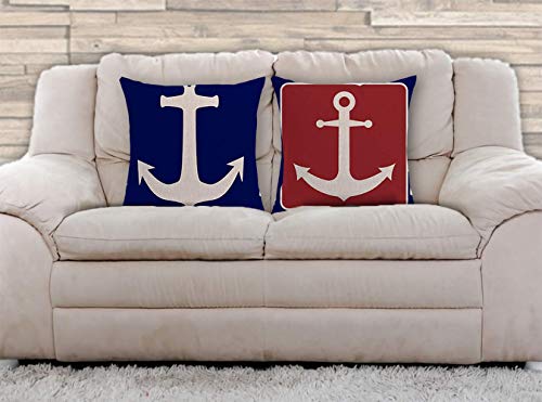 AAYU Decorative Sailing Anchor Pillow Covers (Insert Not Included) | 20 x 20 Inch | 2 PCS Set | Double Sided HD Printing |Great for Sofa or Bed (Color shed May Vary) Jutemill 