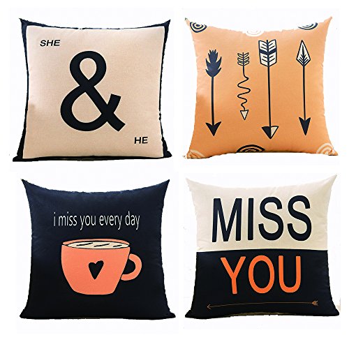 AAYU Decorative throw pillow Cover 20&quot; 4 Pack | Double Side HD Printing | High GSM Fabric | Square Throw Pillow Cushion Case for Living Room Sofa Couch Bedroom Car | 20 x 20 Inch 50 x 50 Cm | Set of 4 Jutemill 