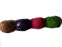 Load image into Gallery viewer, AAYU Jute Burlap Twine Balls Large and Heavy | 3 Ply (150 Feet) 4 Ball Set Natural, Green, Purple, Red Colors Rope for DIY Crafts, Gift Wrapping, Decoration Jutemill 