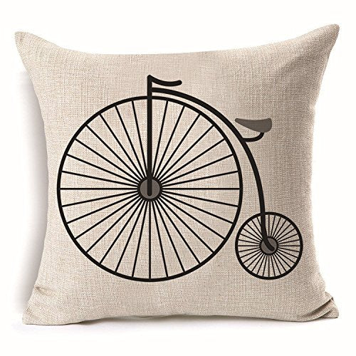 AAYU Linen Bike Pillow Covers | 18 X 18 Inch | 45 X 45 cm | 4 Piece Set | Digital Print | Includes Quality Hidden Zipper Jutemill 
