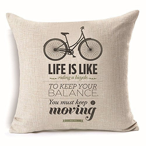 AAYU Linen Bike Pillow Covers | 18 X 18 Inch | 45 X 45 cm | 4 Piece Set | Digital Print | Includes Quality Hidden Zipper Jutemill 