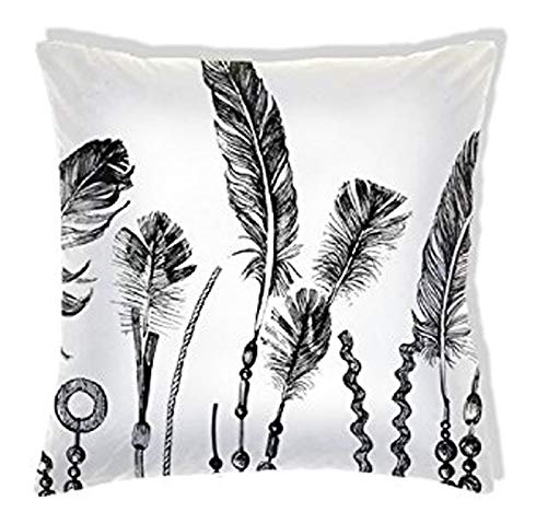 AAYU Pillow Covers | 18 X 18 Inch | 45 X 45 cm | 4 Piece Set | Decorative Pillow Cushion Covers for Sofa and Bedroom | Feathers Pattern Printed on Both Sides Jutemill