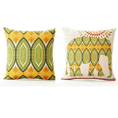 AAYU Pillow Covers 2 | 18 X 18 Inch | 45 X 45 cm | 2 Piece Set | Feather Patter on Both Sides Jutemill 