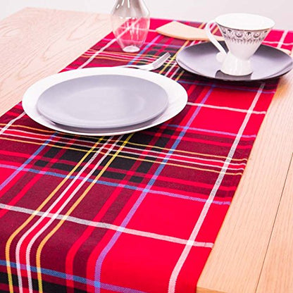 AAYU Premium Tartan Check Table Runner (Red, White, and Black) | 14 x 108&quot; Plaid for Family Dinner or Gatherings, Indoor/Outdoor Use, Daily Use| Yarn Dyed High GSM Fabric Jutemill 
