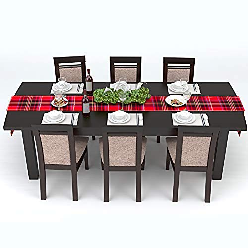 AAYU Premium Tartan Table Runner (Red and Black) | 14 x 108&quot; | Tartan Plaid Runner for Family Dinner or Gatherings, Indoor/Outdoor Use, Daily Use| Yarn Dyed High GSM Fabric (Red &amp; Black 4) Jutemill 