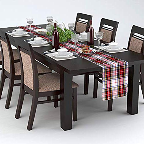 AAYU Premium Tartan Table Runner (Red and Black) | 14 x 108&quot; | Tartan Plaid Runner for Family Dinner or Gatherings, Indoor/Outdoor Use, Daily Use| Yarn Dyed High GSM Fabric (Red &amp; Black 4) Jutemill 