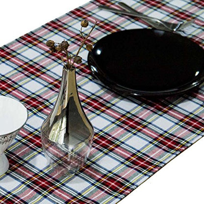 AAYU Premium Tartan Table Runner (Red and Black) | 14 x 108&quot; | Tartan Plaid Runner for Family Dinner or Gatherings, Indoor/Outdoor Use, Daily Use| Yarn Dyed High GSM Fabric (Red &amp; Black 4) Jutemill 