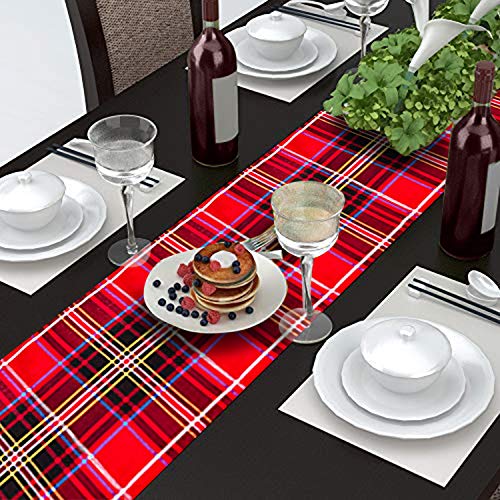 AAYU Premium Tartan Table Runner (Red and Black) | 14 x 108 inches | Gingham Tablecloth for Family Dinner/Gatherings, Indoor/Outdoor Use, Daily Use | Yarn Dyed High GSM Fabric (Bohemian) Jutemill 