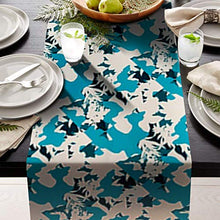 Load image into Gallery viewer, AAYU Printed Table Runner | Thick 250 GSM (16 Inch X 72 Inch) |Table Runner for Baby Birthdays, Home Decor &amp; Wedding (Green and Blue) Jutemill 
