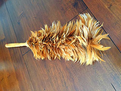 AAYU Red Rooster Chicken Saddle Feather Duster| 24 inches |Home, Car and Blinds Cleaning Indoor/Outdoor Use | Genuine Wooden Handle |62 cm Overall Long Jutemill 