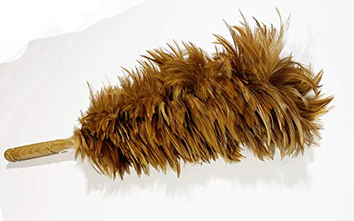 AAYU Red Rooster Chicken Saddle Feather Duster| 24 inches |Home, Car and Blinds Cleaning Indoor/Outdoor Use | Genuine Wooden Handle |62 cm Overall Long Jutemill 