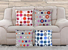 Load image into Gallery viewer, AAYU Square Polka Dot Print Pillow Covers | Velvet Base Soft Fabric | Trendy Pattern Printed on Both Sides Zipper | Pack of 4 | 18 x 18 inch Jutemill 