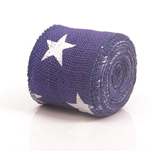 AAYU Star Printed Burlap Ribbon Rolls | 3 Inch X 5 Yards | 3 Pack Rolls | Natural, Eco-Friendly | Perfect for Party Wedding DIY Holiday Craft Decoration | Total 45 ft in a Pack Jutemill 