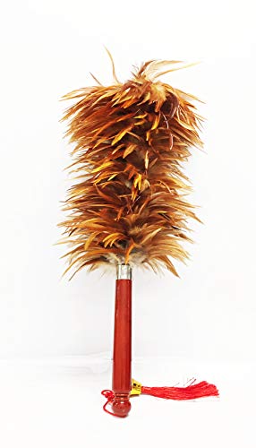 AAYU red Rooster Chicken Feather Duster 26&quot; |Professional &amp; Car Cleaning Baseboard Cleaner Tool Genuine Wooden Handle Eco-Friendly and Easy to Use 68 cm Jutemill 