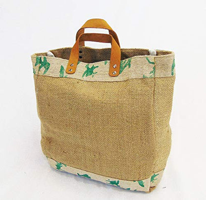 Jute Burlap tote Bag | Leather handle bag | Thick burlap bag | women hand bags Jutemill