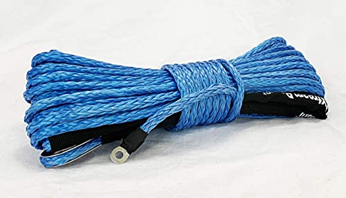 Jutemill 1/4&quot; X 50 feet Long Synthetic Winch Rope | Winch Cable for ATV Off-Road Accessories, UTV, SUV, Truck Tow/Trailer, Boat Anchor Ropes (Blue) Jutemill 