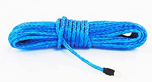 Jutemill 1/4&quot; X 50 feet Long Synthetic Winch Rope | Winch Cable for ATV Off-Road Accessories, UTV, SUV, Truck Tow/Trailer, Boat Anchor Ropes (Blue) Jutemill 