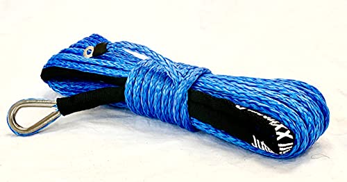 Jutemill 1/4&quot; X 50 feet Long Synthetic Winch Rope | Winch Cable for ATV Off-Road Accessories, UTV, SUV, Truck Tow/Trailer, Boat Anchor Ropes (Blue) Jutemill 