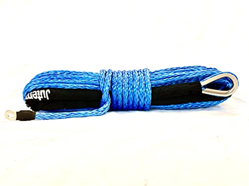 Jutemill 1/4&quot; X 50 feet Long Synthetic Winch Rope | Winch Cable for ATV Off-Road Accessories, UTV, SUV, Truck Tow/Trailer, Boat Anchor Ropes (Blue) Jutemill 