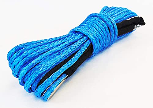 Jutemill 1/4&quot; X 50 feet Long Synthetic Winch Rope | Winch Cable for ATV Off-Road Accessories, UTV, SUV, Truck Tow/Trailer, Boat Anchor Ropes (Blue) Jutemill 