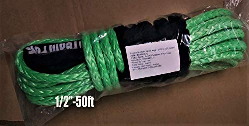 Jutemill 1/4&quot; X 50 feet Long Synthetic Winch Rope | Winch Cable for ATV Off-Road Accessories, UTV, SUV, Truck Tow/Trailer, Boat Anchor Ropes (Blue) Jutemill 