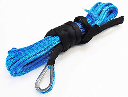 Jutemill 1/4&quot; X 50 feet Long Synthetic Winch Rope | Winch Cable for ATV Off-Road Accessories, UTV, SUV, Truck Tow/Trailer, Boat Anchor Ropes (Blue) Jutemill 