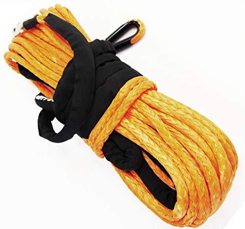 Jutemill 1/4&quot; X 50ft Synthetic Winch Rope - Winch Cable for ATVs Winches ATV UTV SUV Truck Boat Ramsey Synthetic Winch Rope (1/4&quot; x 50ft, Orange) Jutemill 