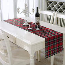 Load image into Gallery viewer, Red Plaid Table Runner 108 inches, Toppers by AAYU | Tartan Check for Family Dinner or Gatherings, Indoor/Outdoor Use, Daily Use| Yarn Dyed High GSM Fabric Jutemill 
