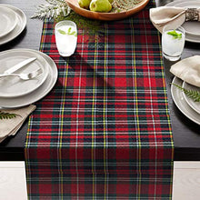 Load image into Gallery viewer, Red Plaid Table Runner 108 inches, Toppers by AAYU | Tartan Check for Family Dinner or Gatherings, Indoor/Outdoor Use, Daily Use| Yarn Dyed High GSM Fabric Jutemill 
